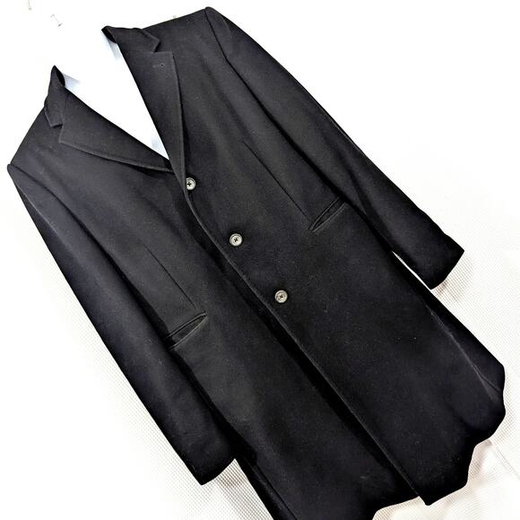 EXPRESS DESIGN STUDIO! GORGEOUS BLACK FINE WOOL BLEND OVERCOAT, COAT! SZ L - Picture 1 of 10